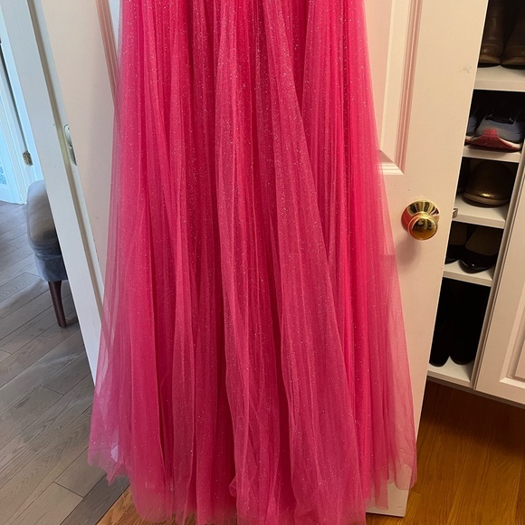 JVN by Jovani size 2 pink glitter gown with beading - Picture 4 of 8